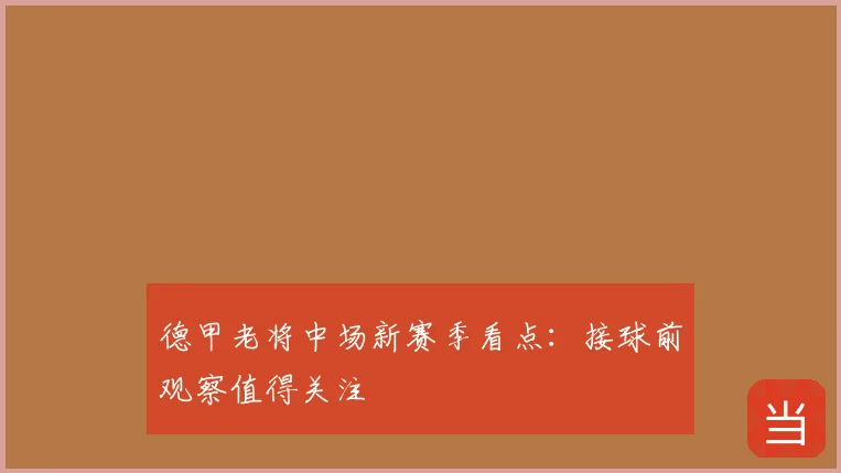 德甲老将中场新赛季看点:接球前观察值得关注